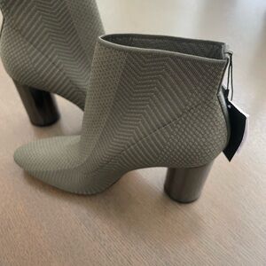 ZARA NWT OLIVE FABRIC ANKLE BOOT SIZE 6 1/2, 37 PEWTER HEEL
